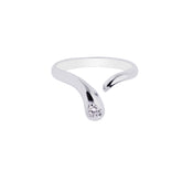 Silver Polished Bypass Toe Ring With Cz